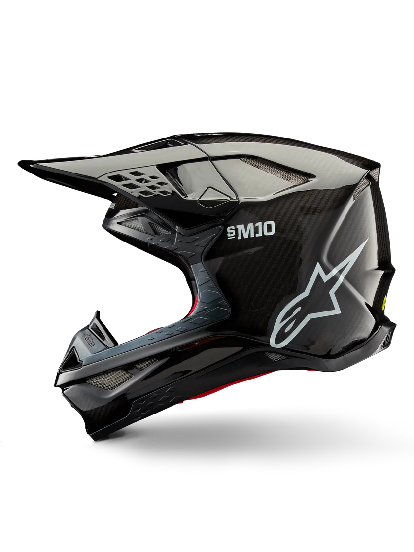 Alpinestars S-M10  Solid Glossy Carbon MX Cross Hjelm