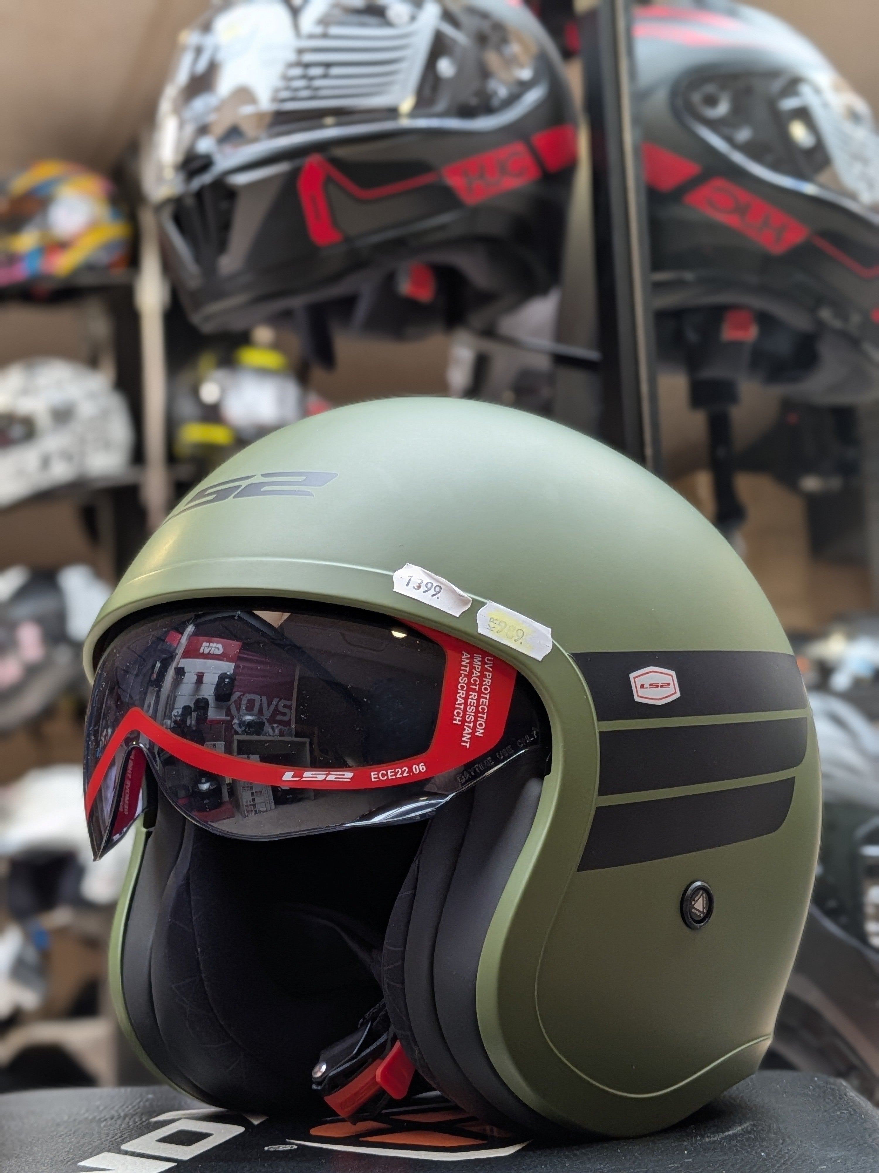 LS2 Spitfire II Pilot Retro Grøn