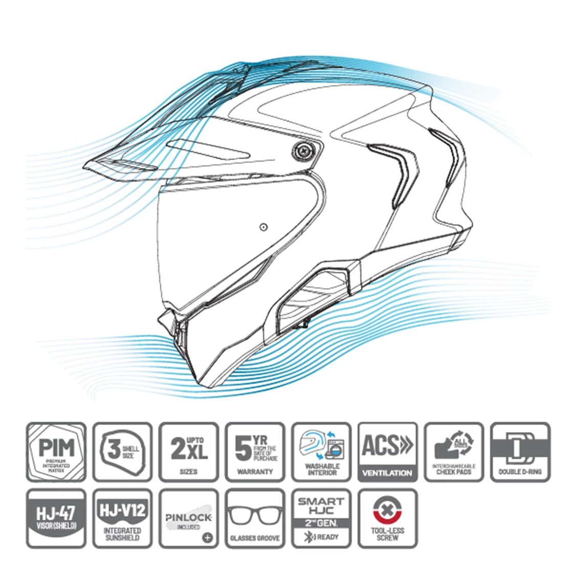 HJC RPHA60 Mat Sort Adventure Hjelm HJC